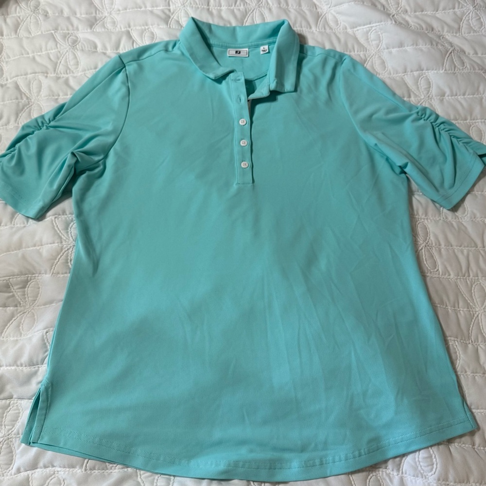 FootJoy Women’s Ruched Half Sleeve Golf Polo - Picture 4 of 6